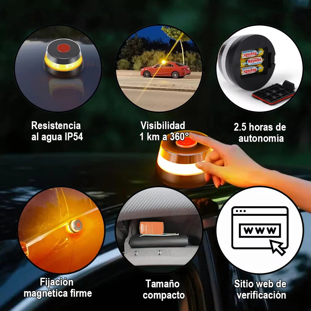 Baliza V16 EAFC con GPS y Geolocalización DGT 3.0 – Homologada, con 3 Pilas AA incluidas