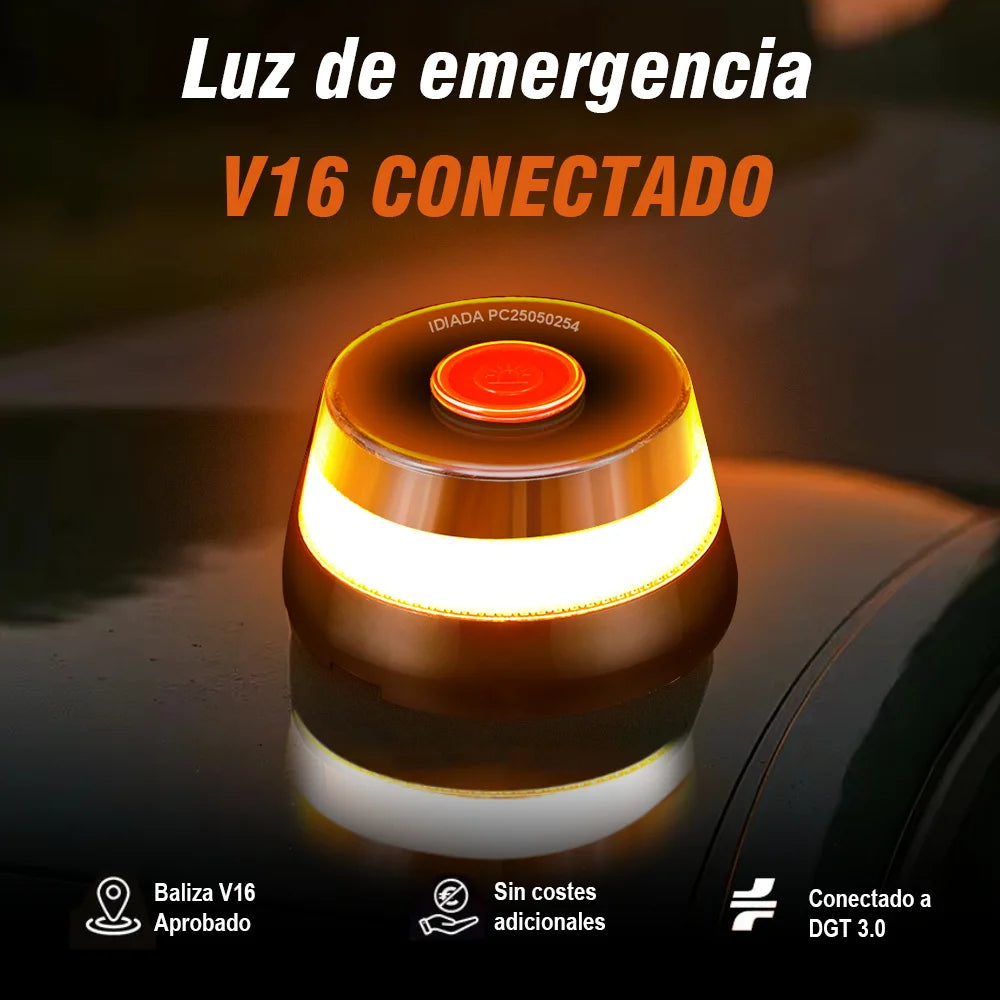 Baliza V16 EAFC con GPS y Geolocalización DGT 3.0 – Homologada, con 3 Pilas AA incluidas
