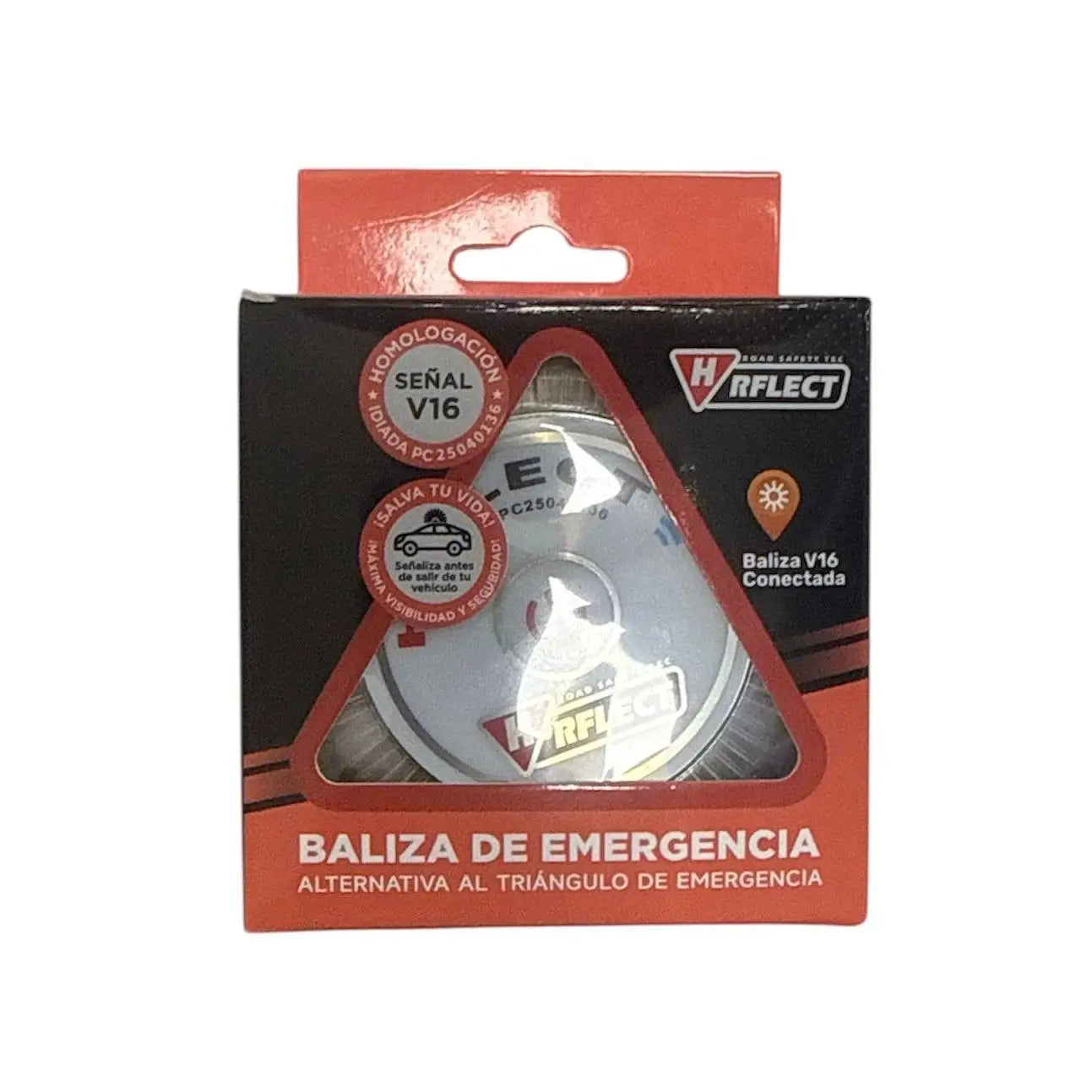 Baliza de Emergencia V-16 HRFLECT con Geolocalización – Homologada DGT, Batería 9V, Conectividad hasta 2038, Obligatoria desde 2026, Luz 360° durante 120 Minutos