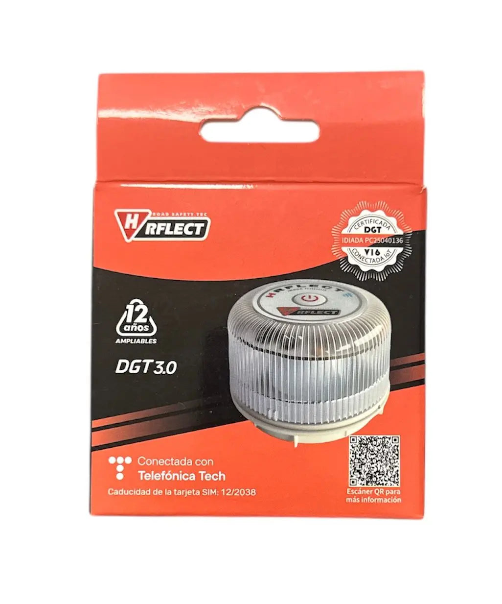 Baliza de Emergencia V-16 HRFLECT con Geolocalización – Homologada DGT, Batería 9V, Conectividad hasta 2038, Obligatoria desde 2026, Luz 360° durante 120 Minutos