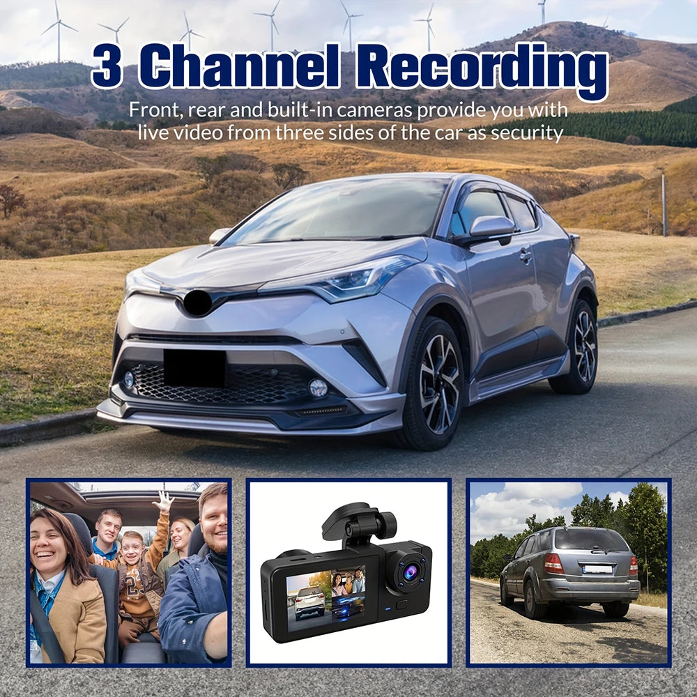 Dashcam HD 2/3 Cámaras WiFi para Coche – Grabación Delantera y Trasera 1080P, Sensor Sony, Visión Nocturna y Aparcamiento 24H