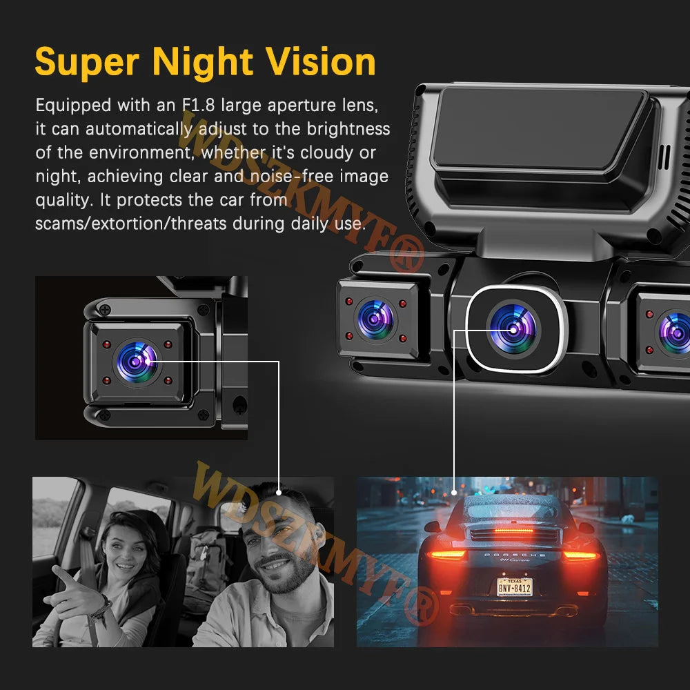 Dashcam 360° para Coche – 4 Cámaras 1080P WiFi, Monitor de Aparcamiento 24H, Sensor Sony y Visión Nocturna