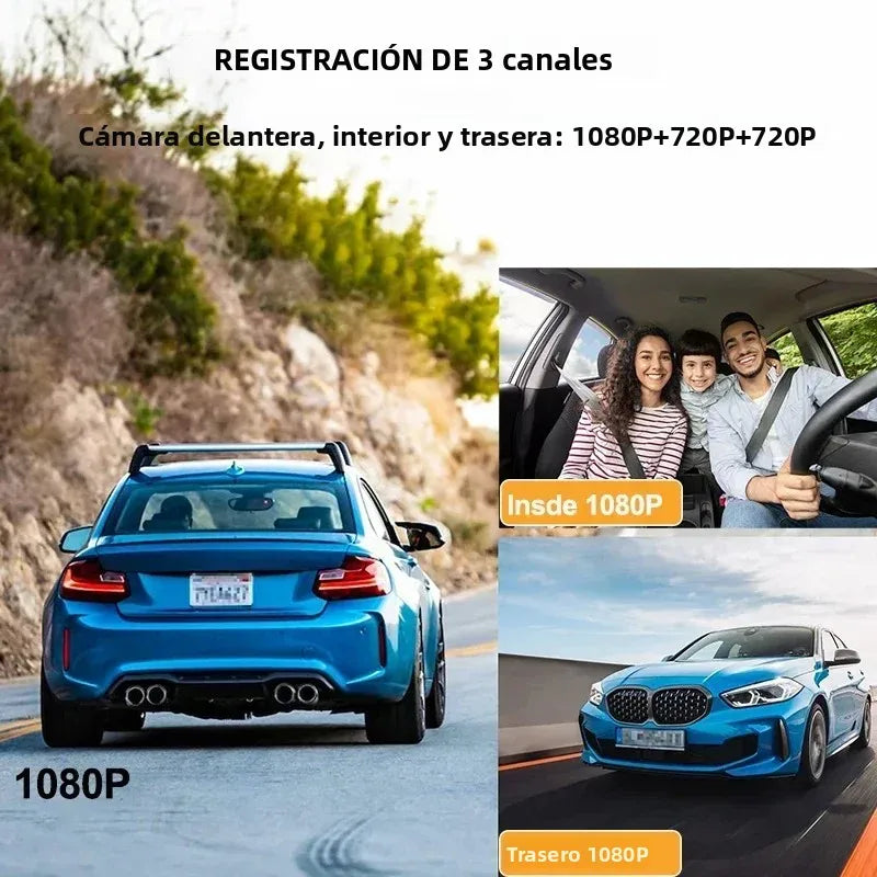 Dashcam 1080P WiFi con 2/3 Cámaras – Grabación Delantera y Trasera, Visión Nocturna Starlight y Monitor de Aparcamiento 24H