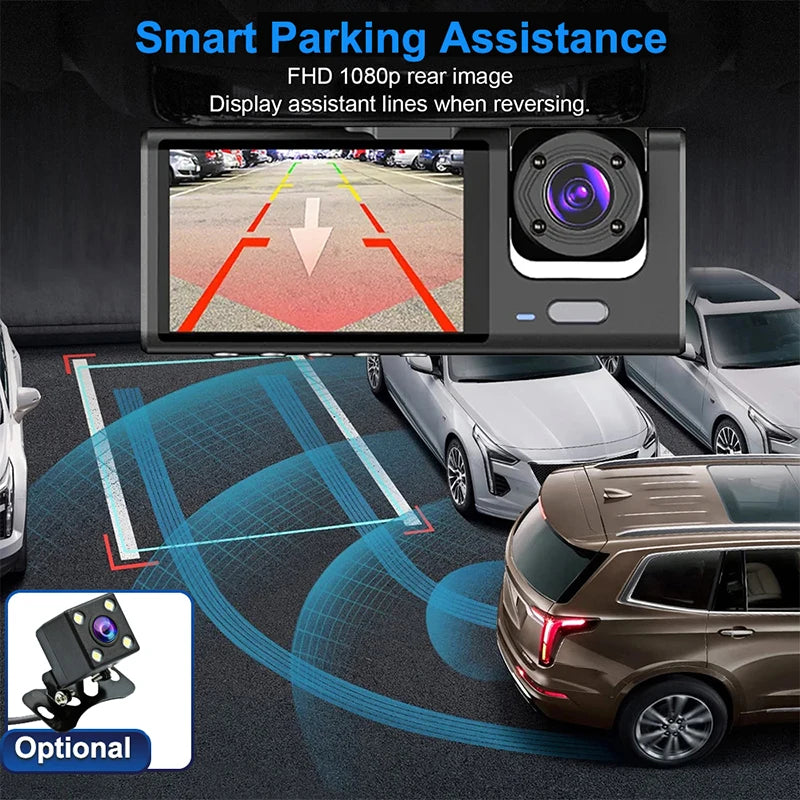 Dashcam WiFi con APP 2/3 Cámaras – Grabación Delantera y Trasera 1080P, Sensor Sony IMX335, Caja Negra y Aparcamiento 24H
