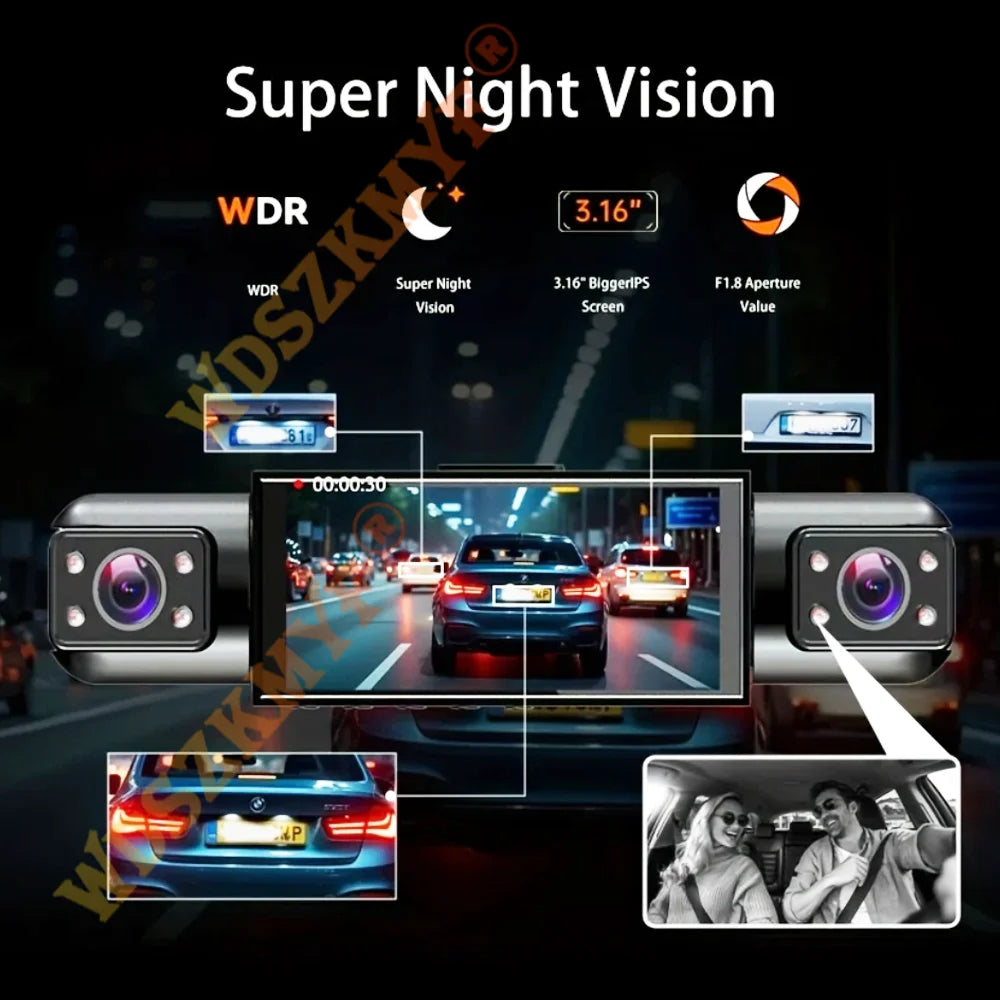 Dashcam 360° DVR para Coche – 3/4 Cámaras 1080P, Visión Nocturna Starlight, Cámara Trasera y Monitor de Aparcamiento 24H
