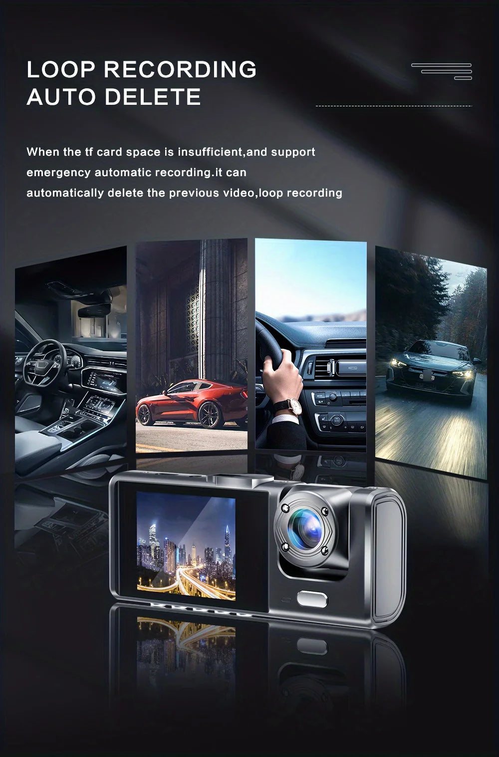 Dashcam 1080P WiFi con 2/3 Cámaras – Grabación Delantera y Trasera, Visión Nocturna Starlight y Monitor de Aparcamiento 24H
