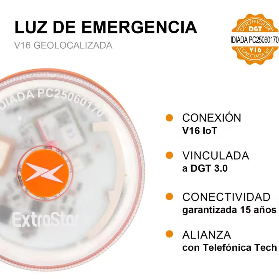 Baliza V16 Extrastar Homologada DGT 2026 con Geolocalización 3.0 y SIM con Datos hasta 2038