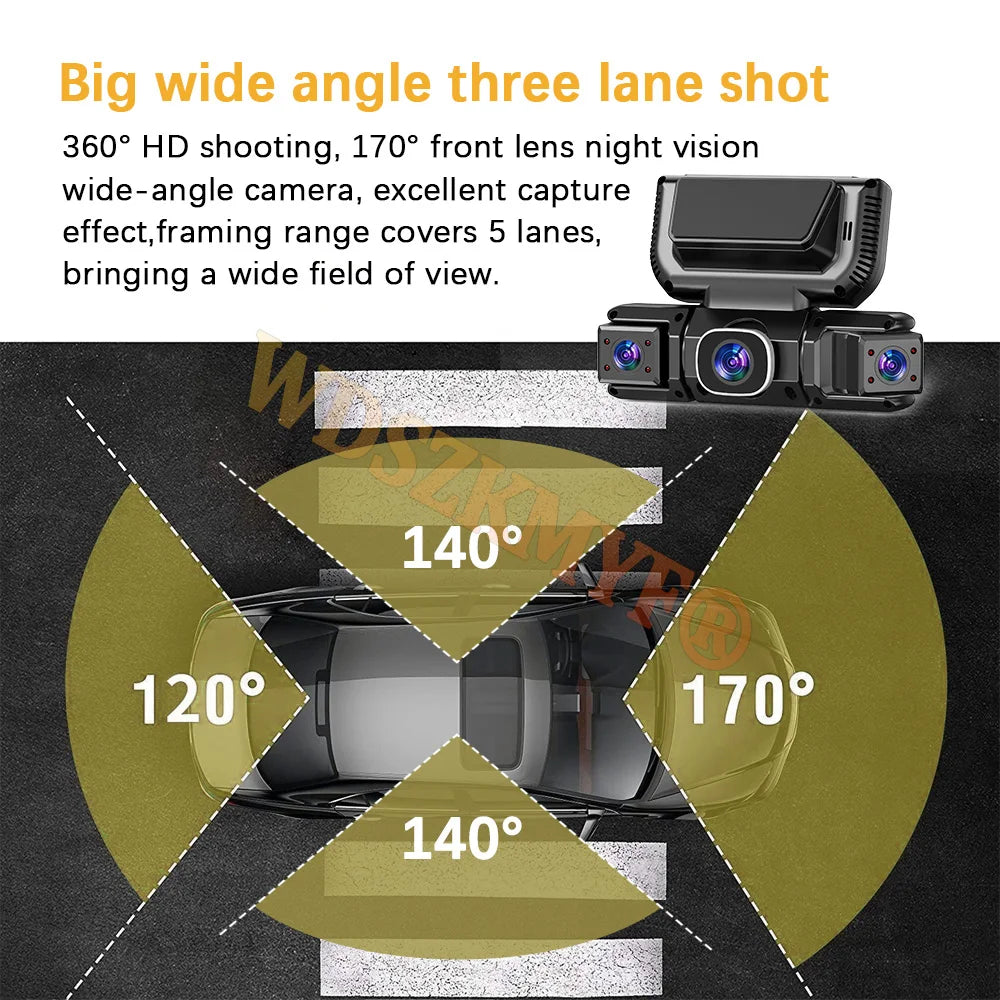 Dashcam 360° para Coche – 4 Cámaras 1080P WiFi, Monitor de Aparcamiento 24H, Sensor Sony y Visión Nocturna