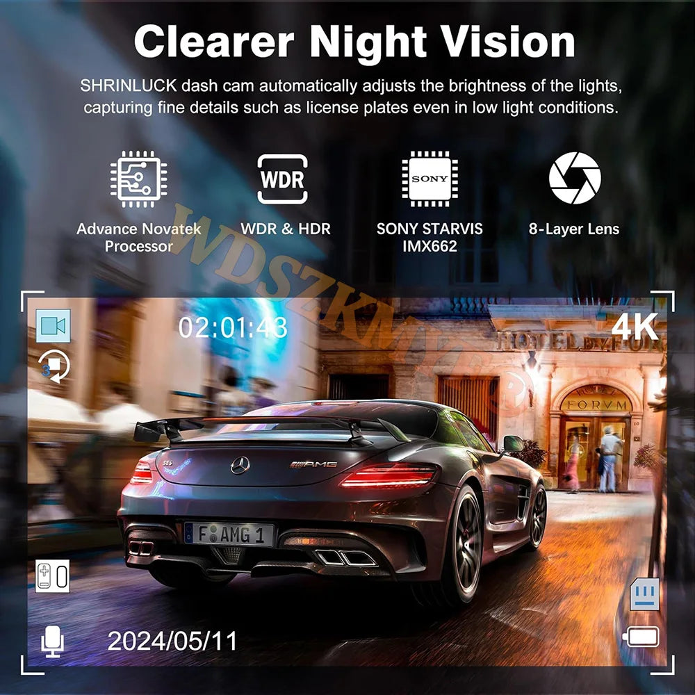 Dashcam 360° para Coche – 4 Cámaras 1080P WiFi, Monitor de Aparcamiento 24H, Sensor Sony y Visión Nocturna