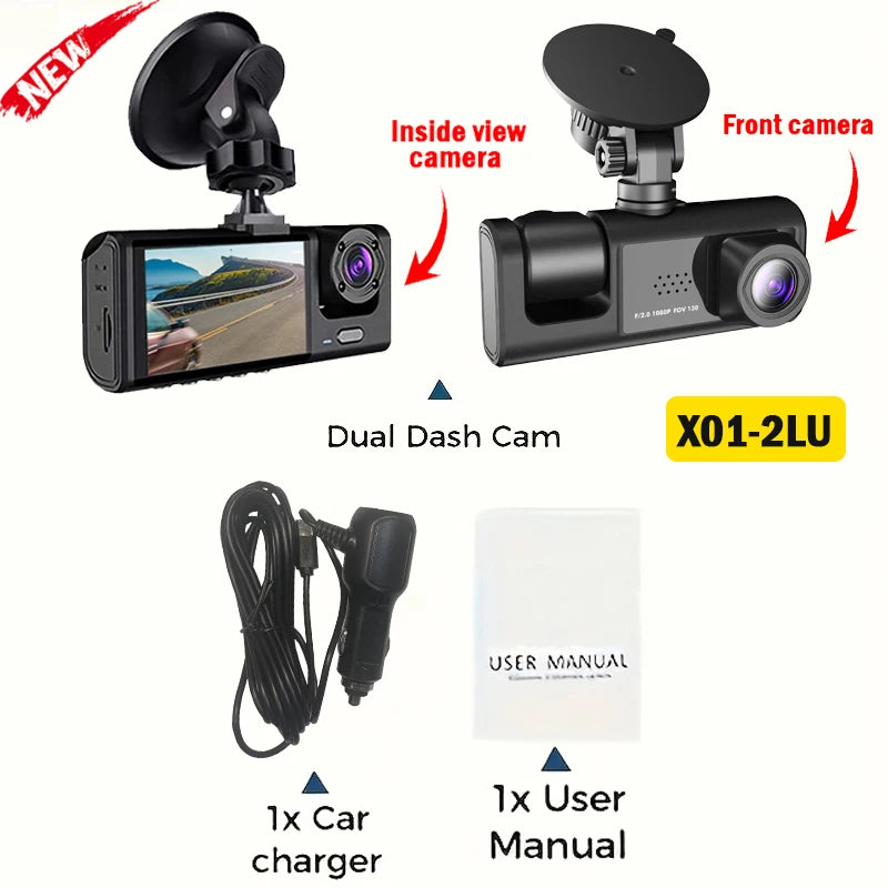 Dashcam HD 2/3 Cámaras WiFi para Coche – Grabación Delantera y Trasera 1080P, Sensor Sony, Visión Nocturna y Aparcamiento 24H