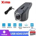 Dashcam XIMA con ADAS USB para Radio Android – Cámara DVR Full HD Oculta con Grabación Continua y Asistencia a la Conducción