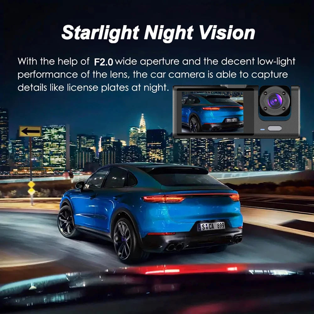 Dashcam 1080P WiFi con 2/3 Cámaras – Grabación Delantera y Trasera, Visión Nocturna Starlight y Monitor de Aparcamiento 24H