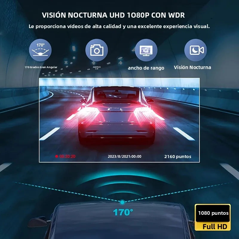 Dashcam HD 2/3 Cámaras WiFi para Coche – Grabación Delantera y Trasera 1080P, Sensor Sony, Visión Nocturna y Aparcamiento 24H