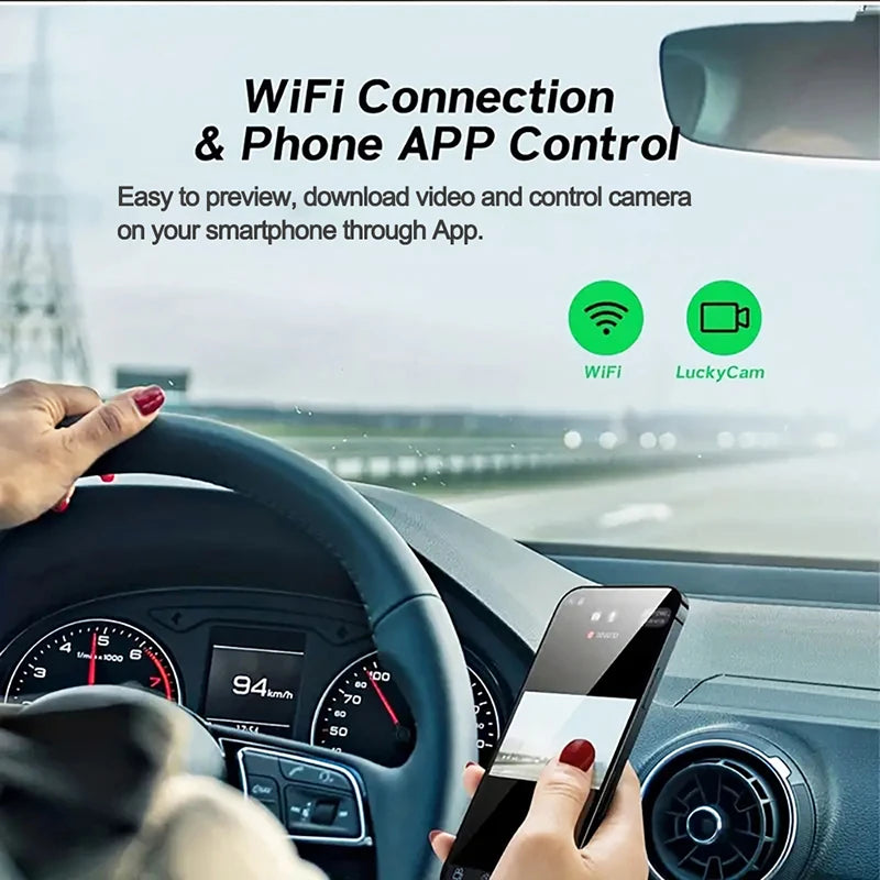 Dashcam WiFi con APP 2/3 Cámaras – Grabación Delantera y Trasera 1080P, Sensor Sony IMX335, Caja Negra y Aparcamiento 24H