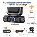 Dashcam 360° para Coche – 4 Cámaras 1080P WiFi, Monitor de Aparcamiento 24H, Sensor Sony y Visión Nocturna