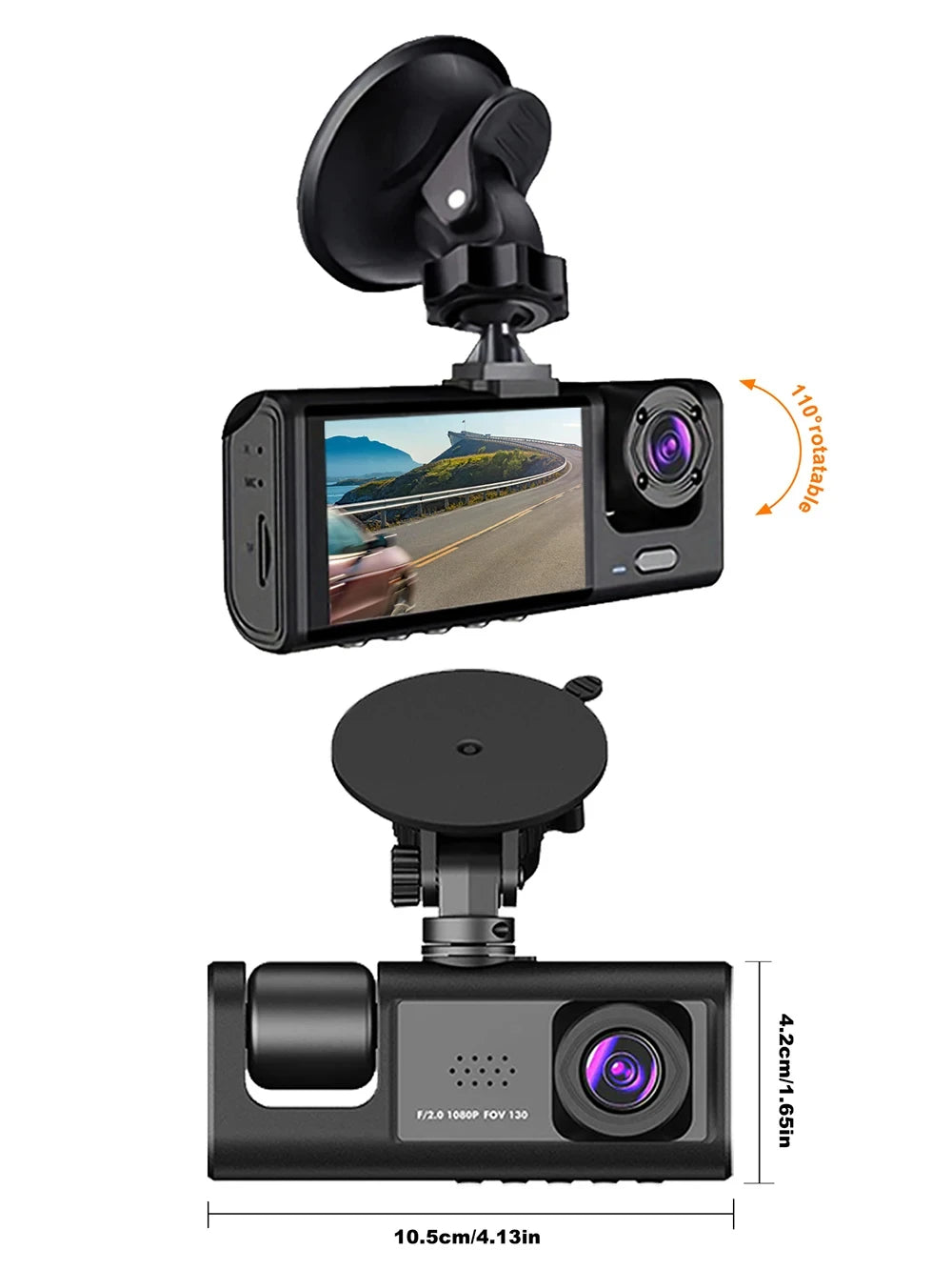 Dashcam WiFi con APP 2/3 Cámaras – Grabación Delantera y Trasera 1080P, Sensor Sony IMX335, Caja Negra y Aparcamiento 24H