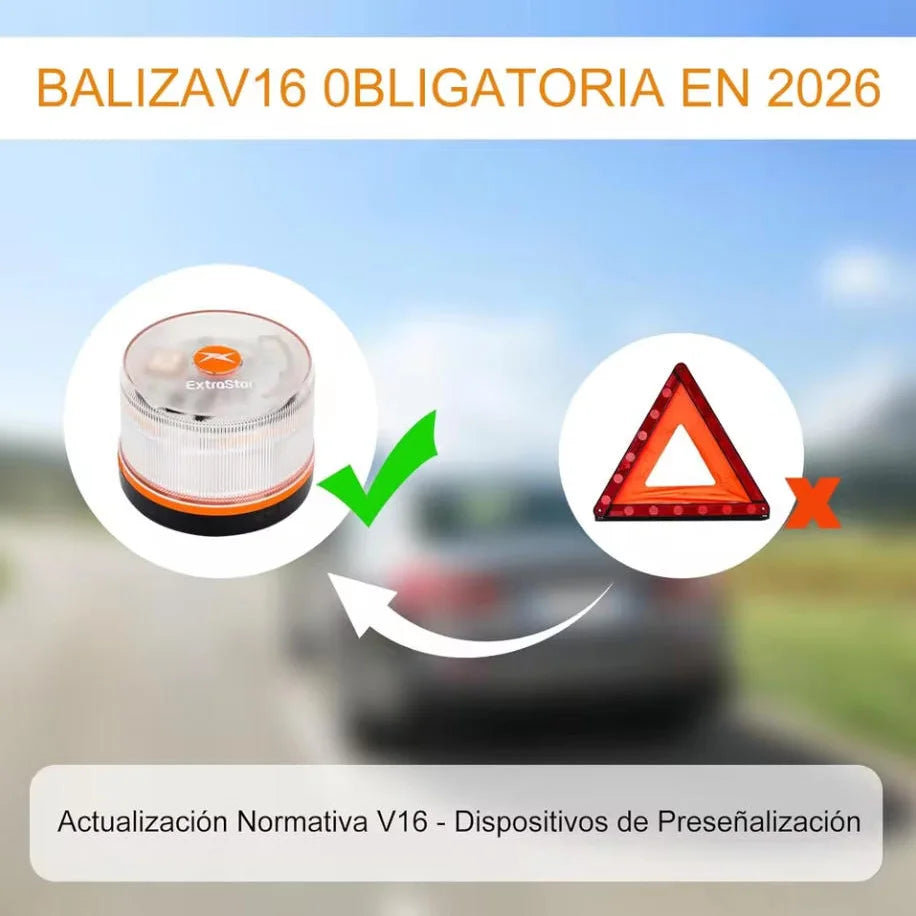 Baliza V16 Extrastar Homologada DGT 2026 con Geolocalización 3.0 y SIM con Datos hasta 2038