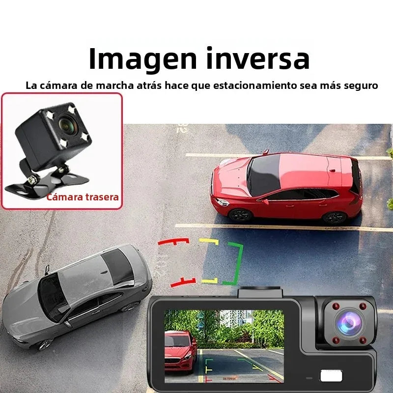 Dashcam 1080P WiFi con 2/3 Cámaras – Grabación Delantera y Trasera, Visión Nocturna Starlight y Monitor de Aparcamiento 24H