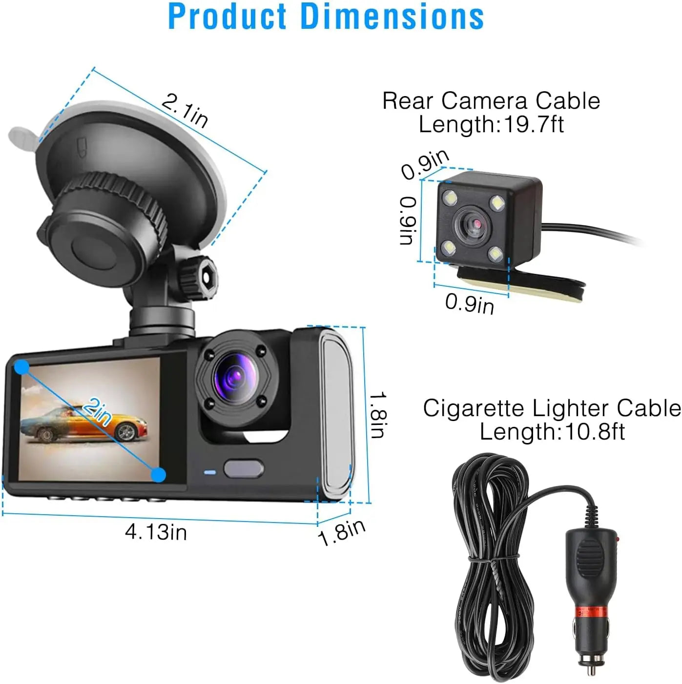 Dashcam 1080P WiFi con 2/3 Cámaras – Grabación Delantera y Trasera, Visión Nocturna Starlight y Monitor de Aparcamiento 24H