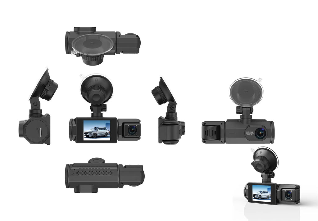 Dashcam WiFi HD 2/3 Cámaras para Coche – Grabación Delantera y Trasera 1080P, Sensor JX-F22, Visión Nocturna y Aparcamiento 24H