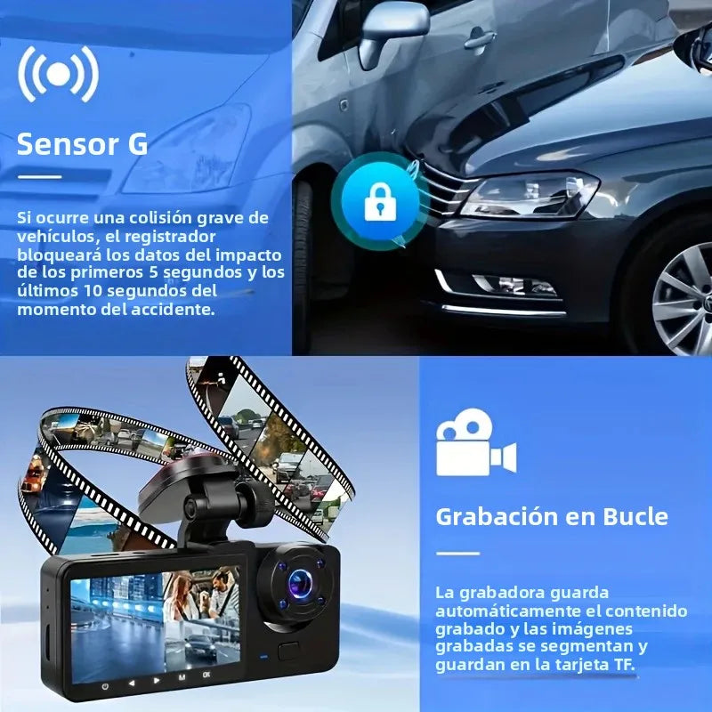 Dashcam HD 2/3 Cámaras WiFi para Coche – Grabación Delantera y Trasera 1080P, Sensor Sony, Visión Nocturna y Aparcamiento 24H