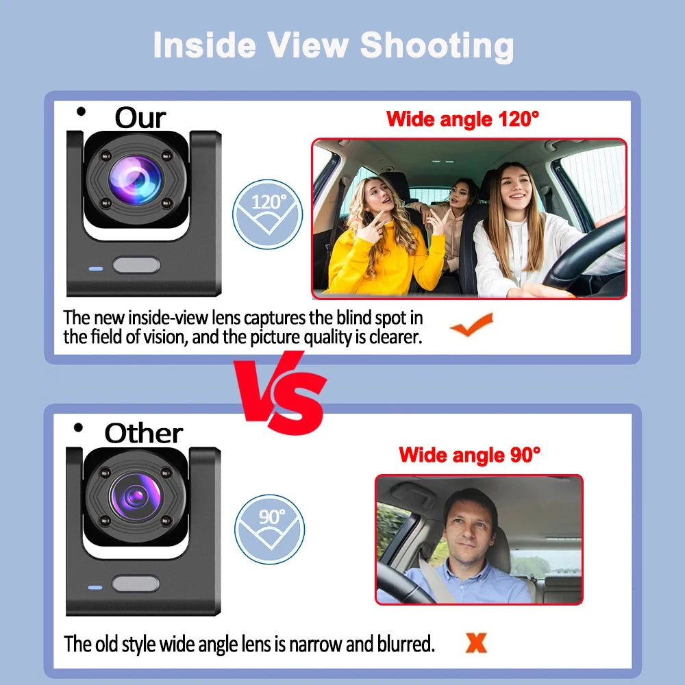 Dashcam WiFi con APP 2/3 Cámaras – Grabación Delantera y Trasera 1080P, Sensor Sony IMX335, Caja Negra y Aparcamiento 24H