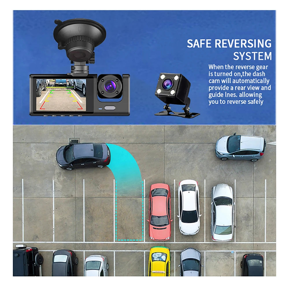 Dashcam 1080P WiFi con 2/3 Cámaras – Grabación Delantera y Trasera, Visión Nocturna Starlight y Monitor de Aparcamiento 24H