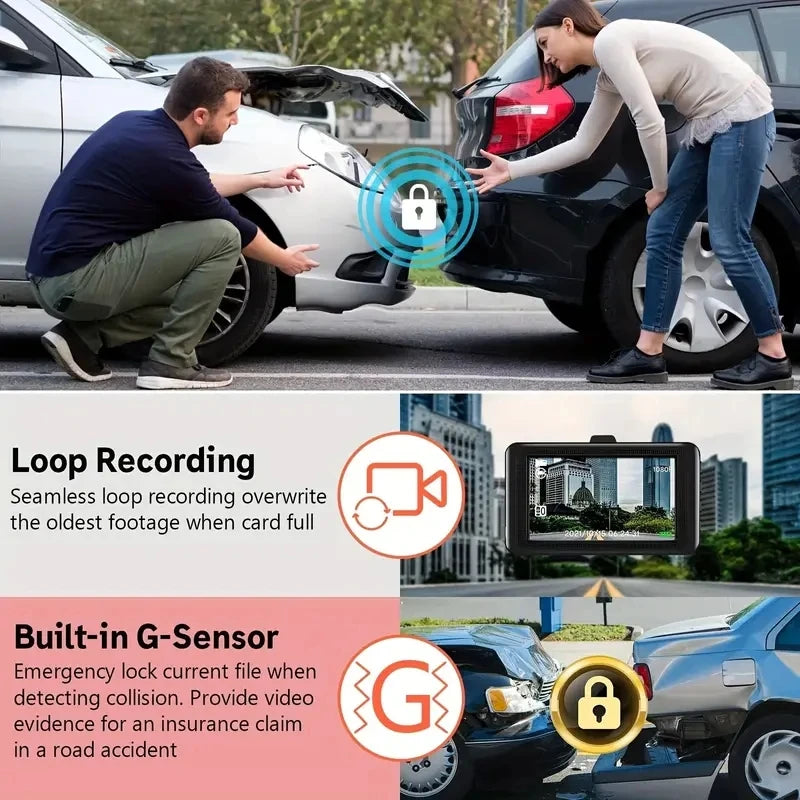 Dashcam WiFi con APP 2/3 Cámaras – Grabación Delantera y Trasera 1080P, Sensor Sony IMX335, Caja Negra y Aparcamiento 24H